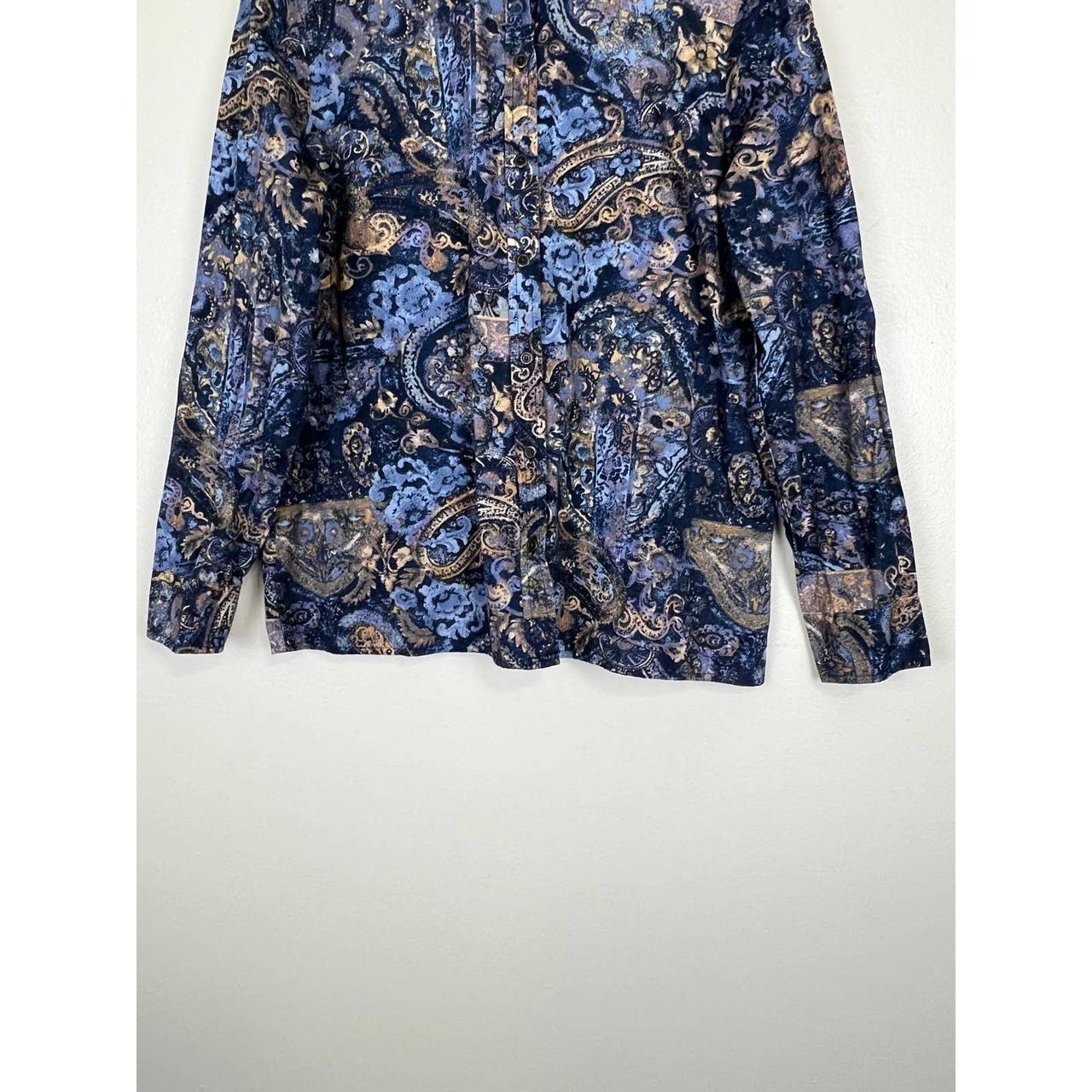 Vintage Blue Paisley Button Up Shirt No Tags -... - Depop