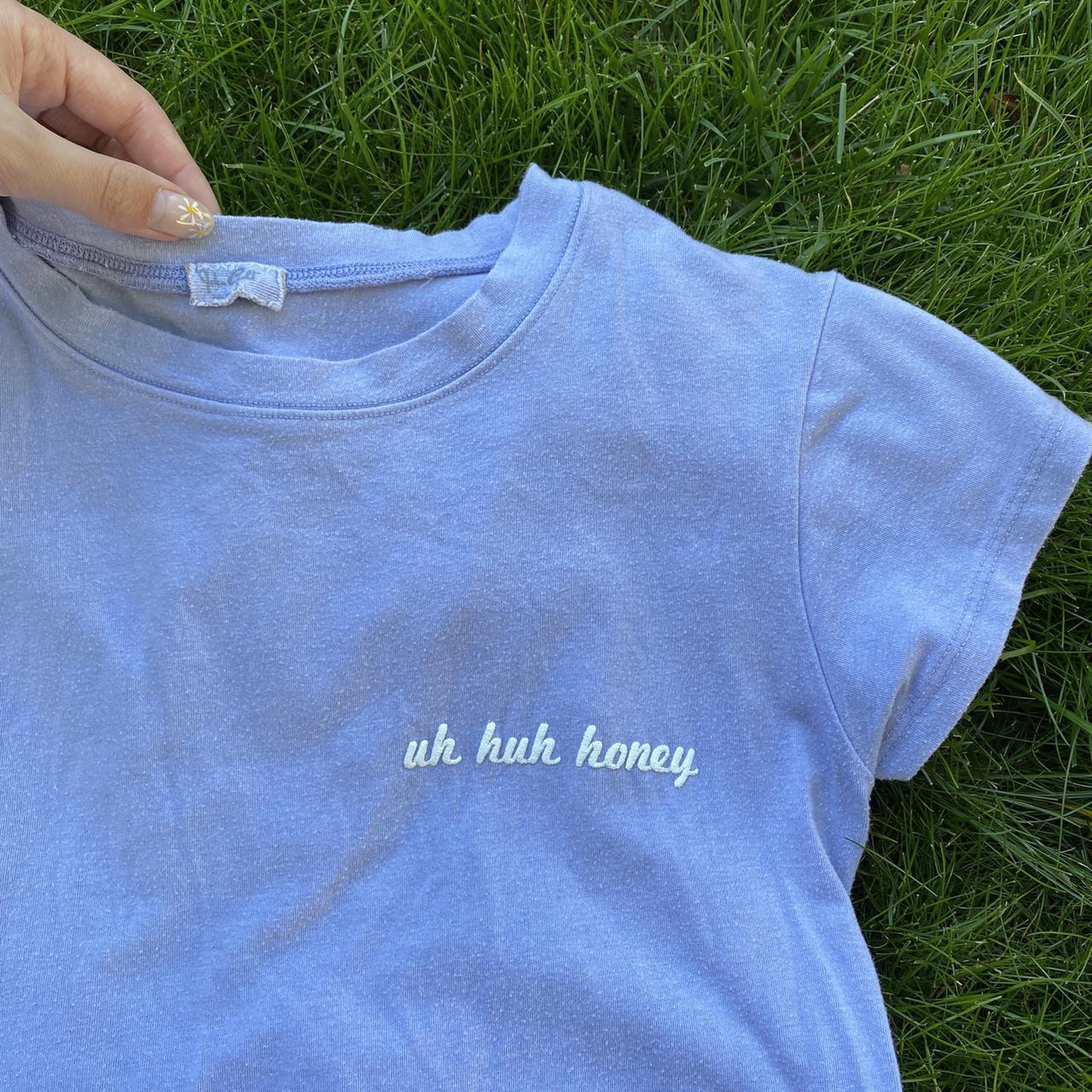 Brandy Melville “Uh huh honey” light blue tee Depop