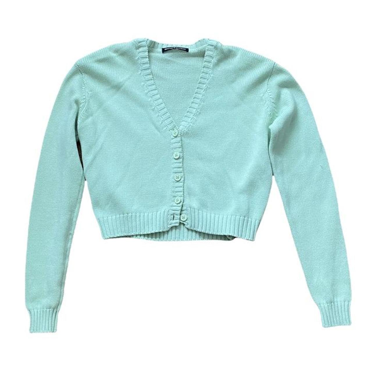 Classic cropped brandy melville lime green cardigan... Depop
