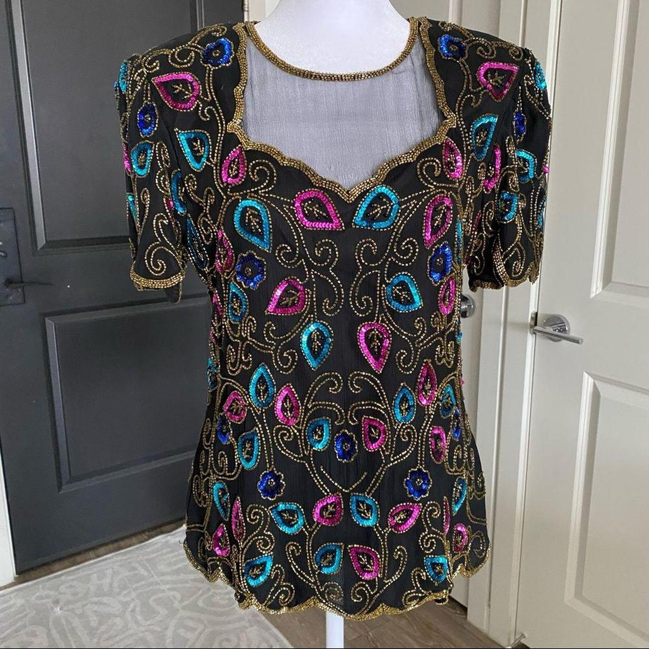 Papell boutique evening beaded 2024 top