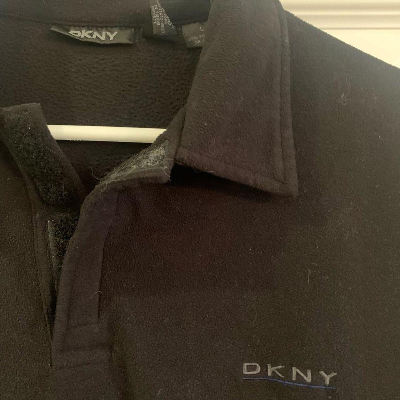 DKNY men's fleece pullover, logo, Velcro closure,... Depop