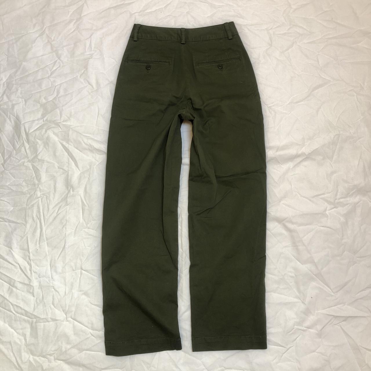 Olive green uniqlo straight leg baggy trousers US... - Depop