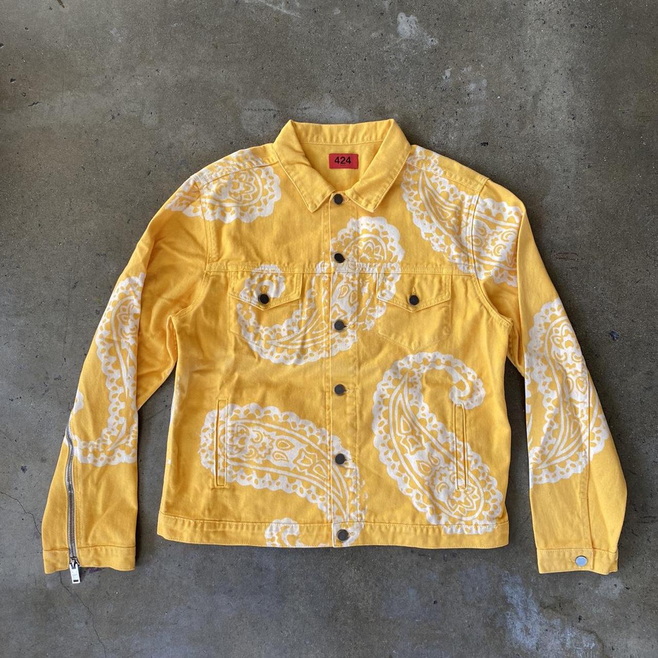 Product Image 1 - Yellow denim jacket with white