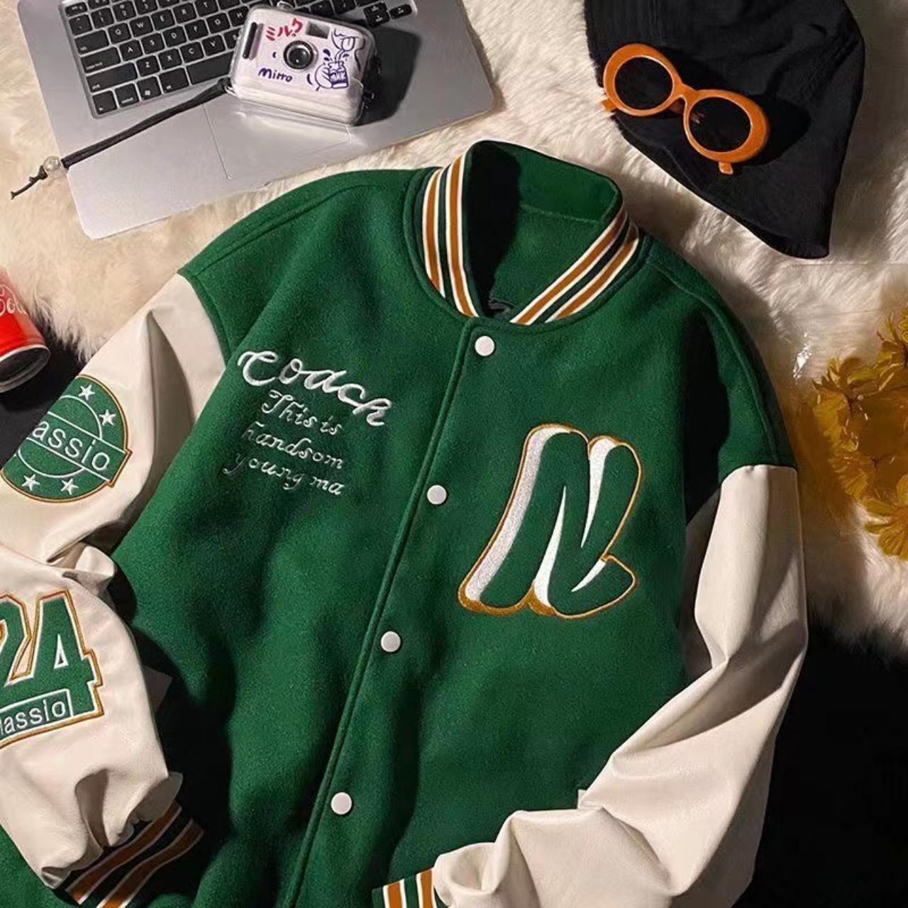 Green jackets,Varsity College Jacket Baseball Jacket... - Depop