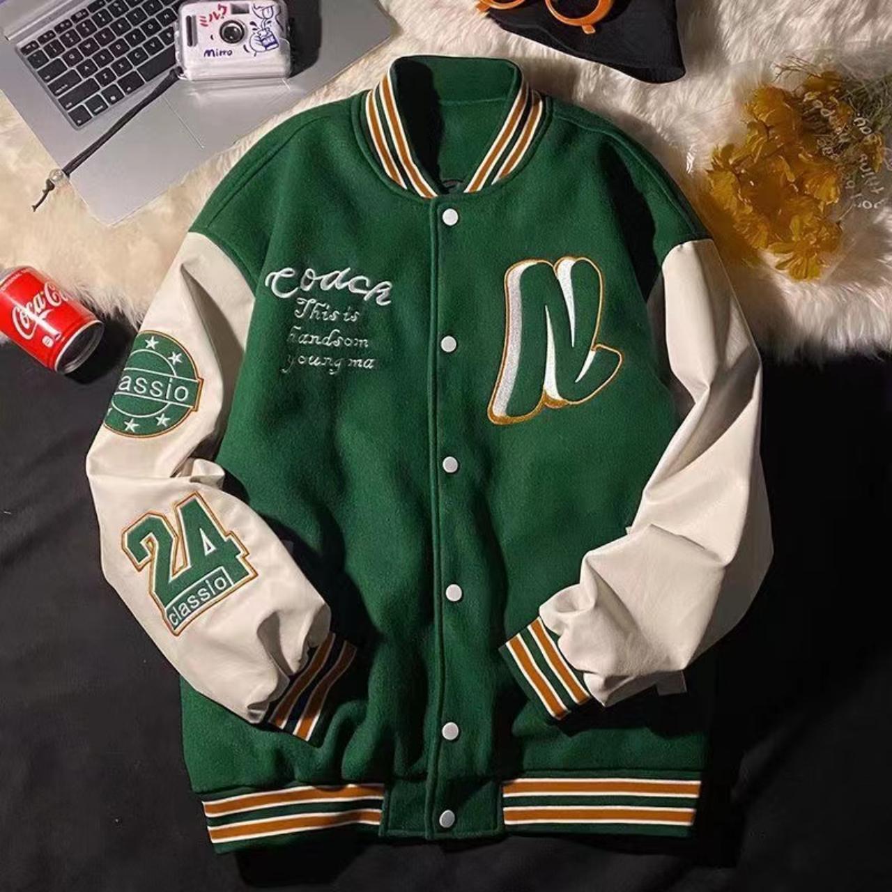 Green jackets,Varsity College Jacket Baseball Jacket... - Depop