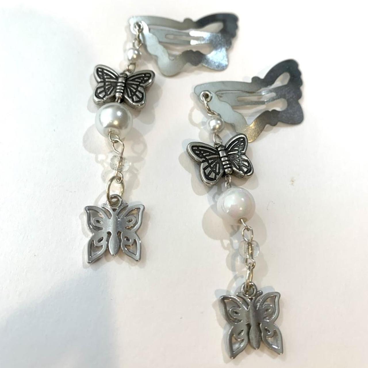 handmade beaded butterfly hair clips / barrettes... Depop