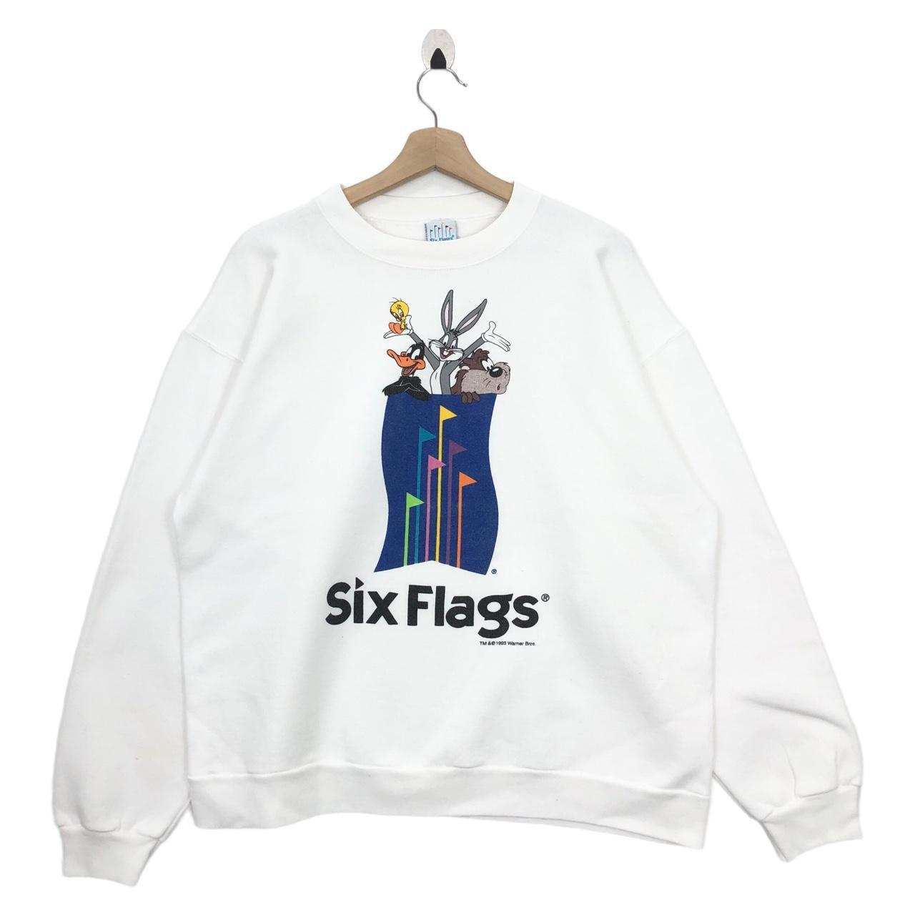 Vtg 90’ WARNER BROS Six Flags Sweatshirt Pullover...