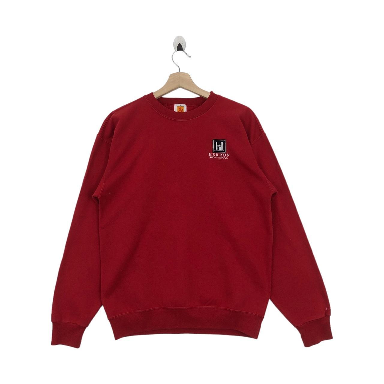 Vtg 90’ HERRON HIGH SCHOOL Embroidery Sweatshirt... - Depop
