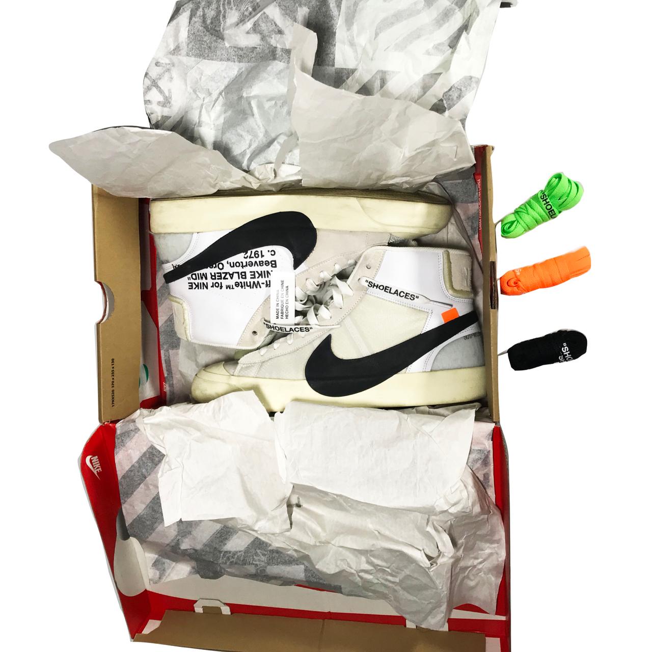 Off White Nike Blazer Mid Virgil Abloh UK10 No Red... - Depop