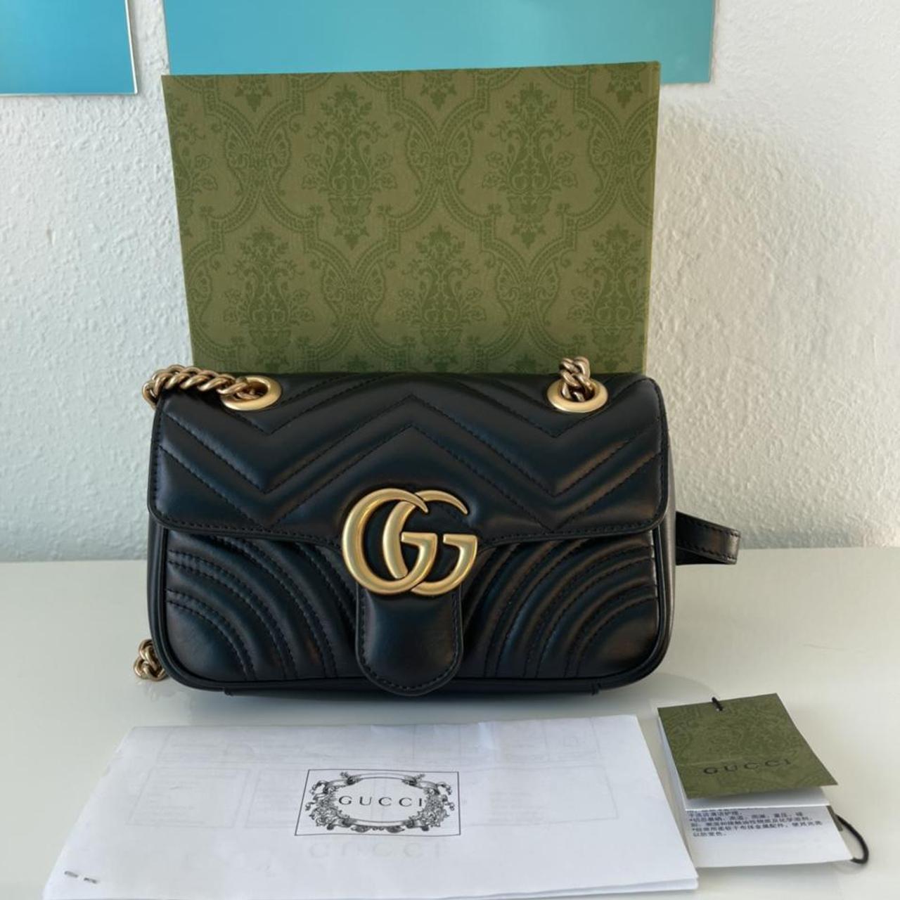 Gucci GG Marmont Small with Black Leather Handbag Depop