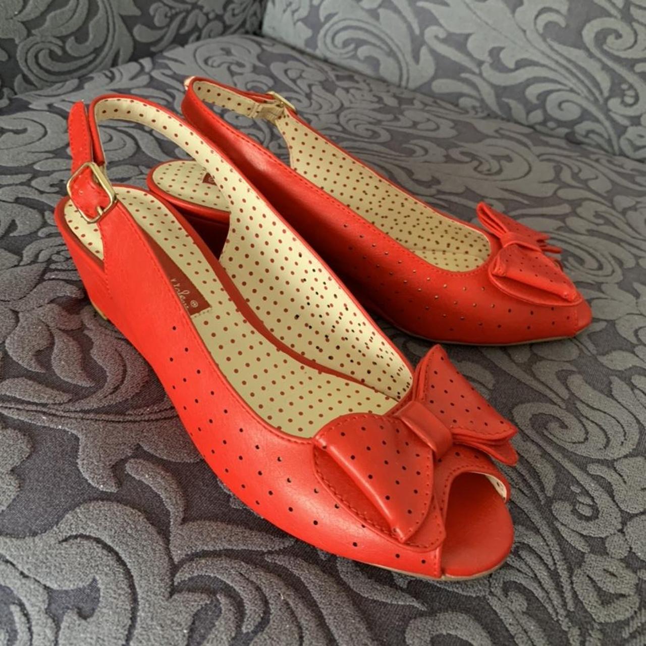 BAIT Footwear Jasmine Classic Wedge 50s womans red - Depop