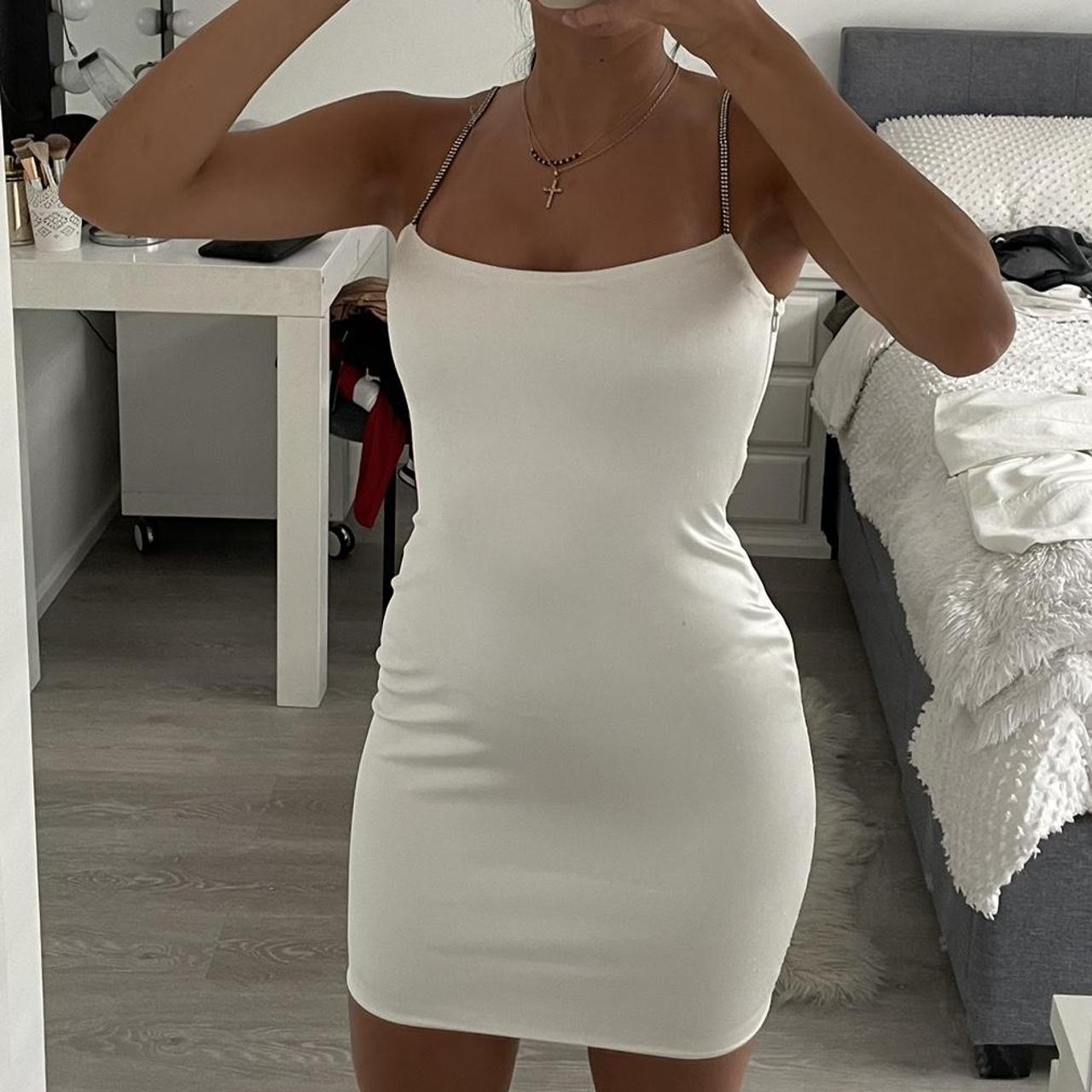 Meshki Dress Mini White/with diamanté straps Size S... - Depop