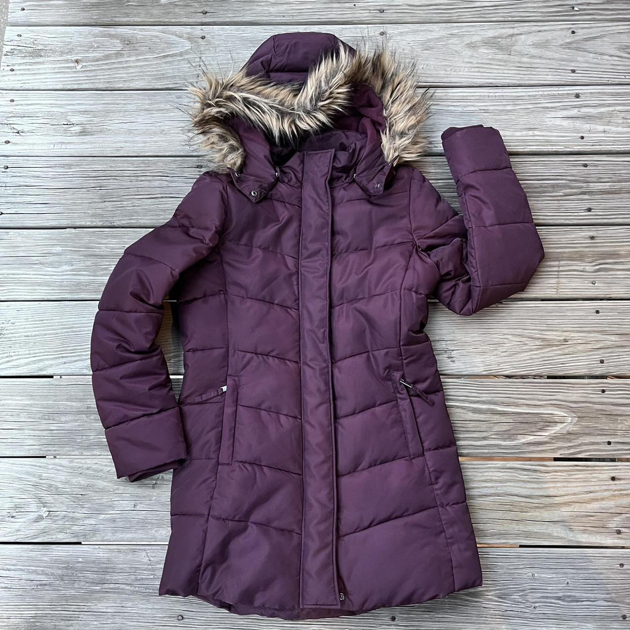 H&M burgundy parka puffer jacket— gently used,... - Depop