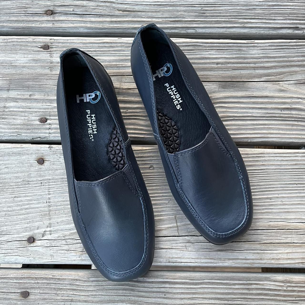 Navy hush puppies loafers- size Womens 6 wide, brand... - Depop