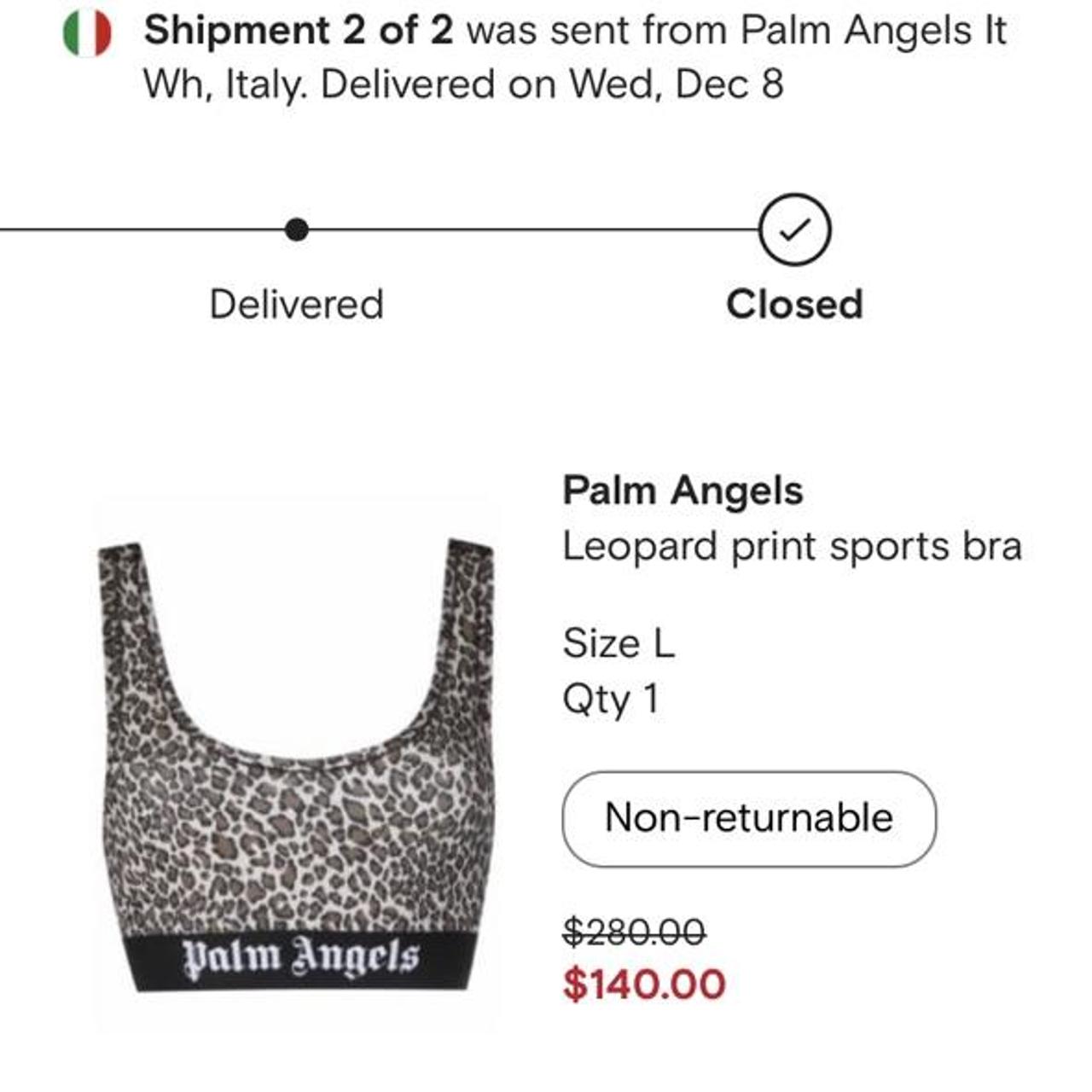 LEOPARD SPORTS BRA in brown - Palm Angels® Official