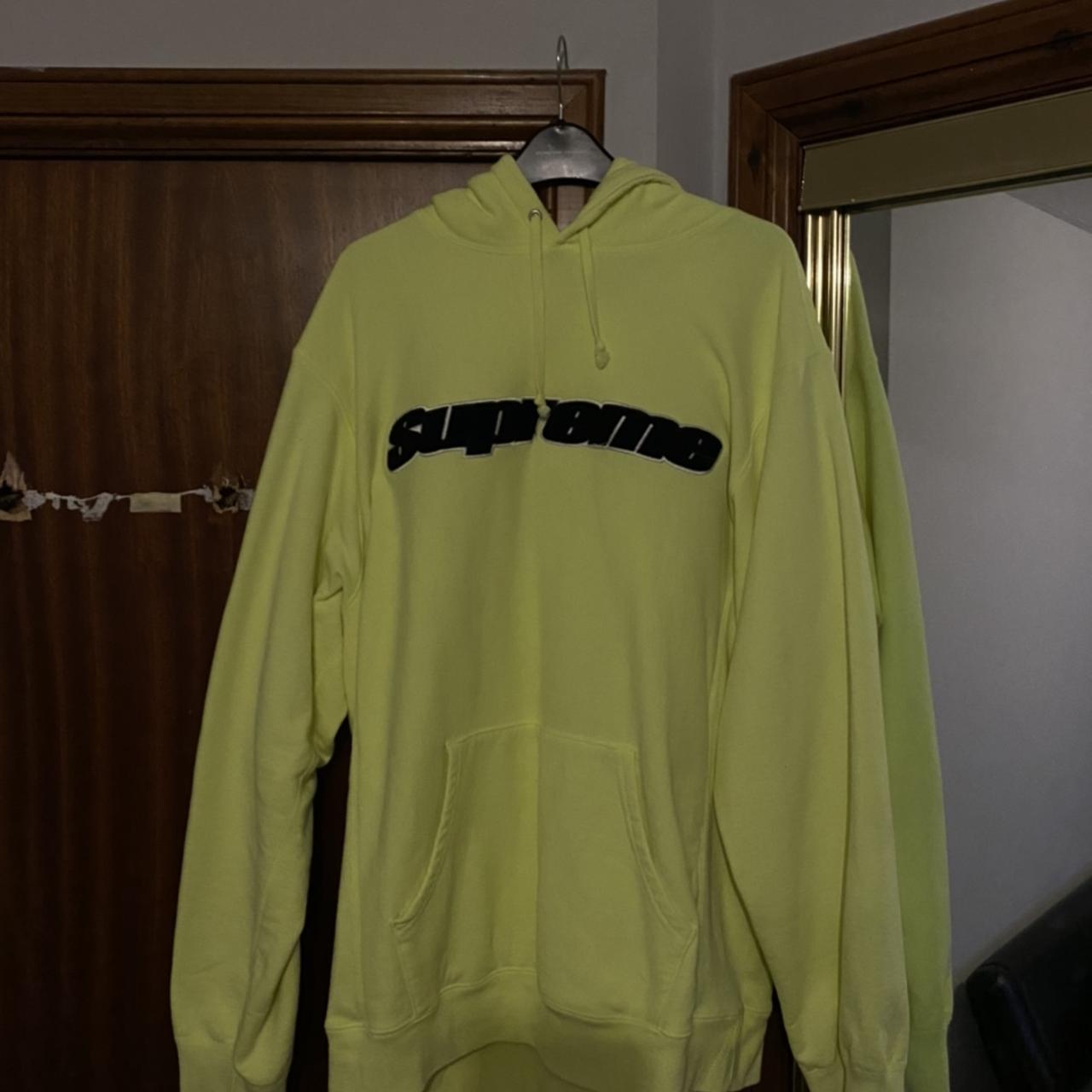 Neon yellow supreme sales hoodie