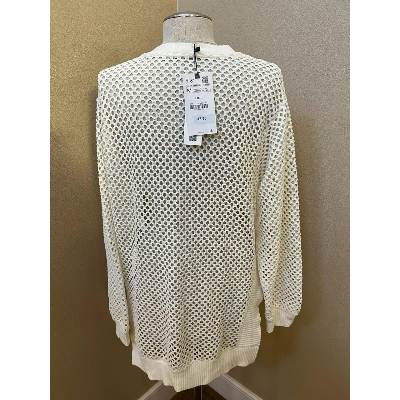 ZARA women's asymmetrical mesh sweater, oyster... - Depop