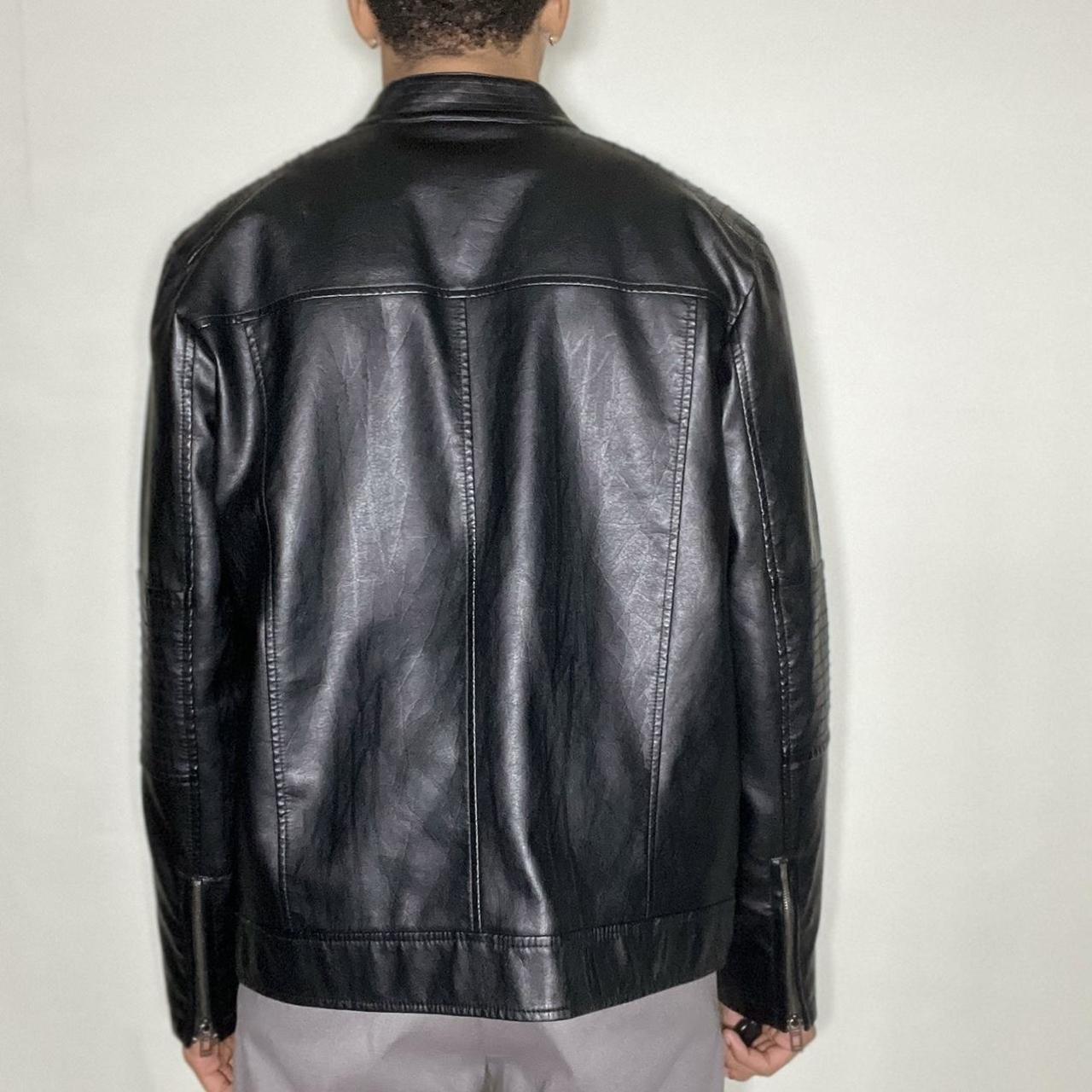 Y2K Black Rivet leather biker jacket, nice fit and... Depop