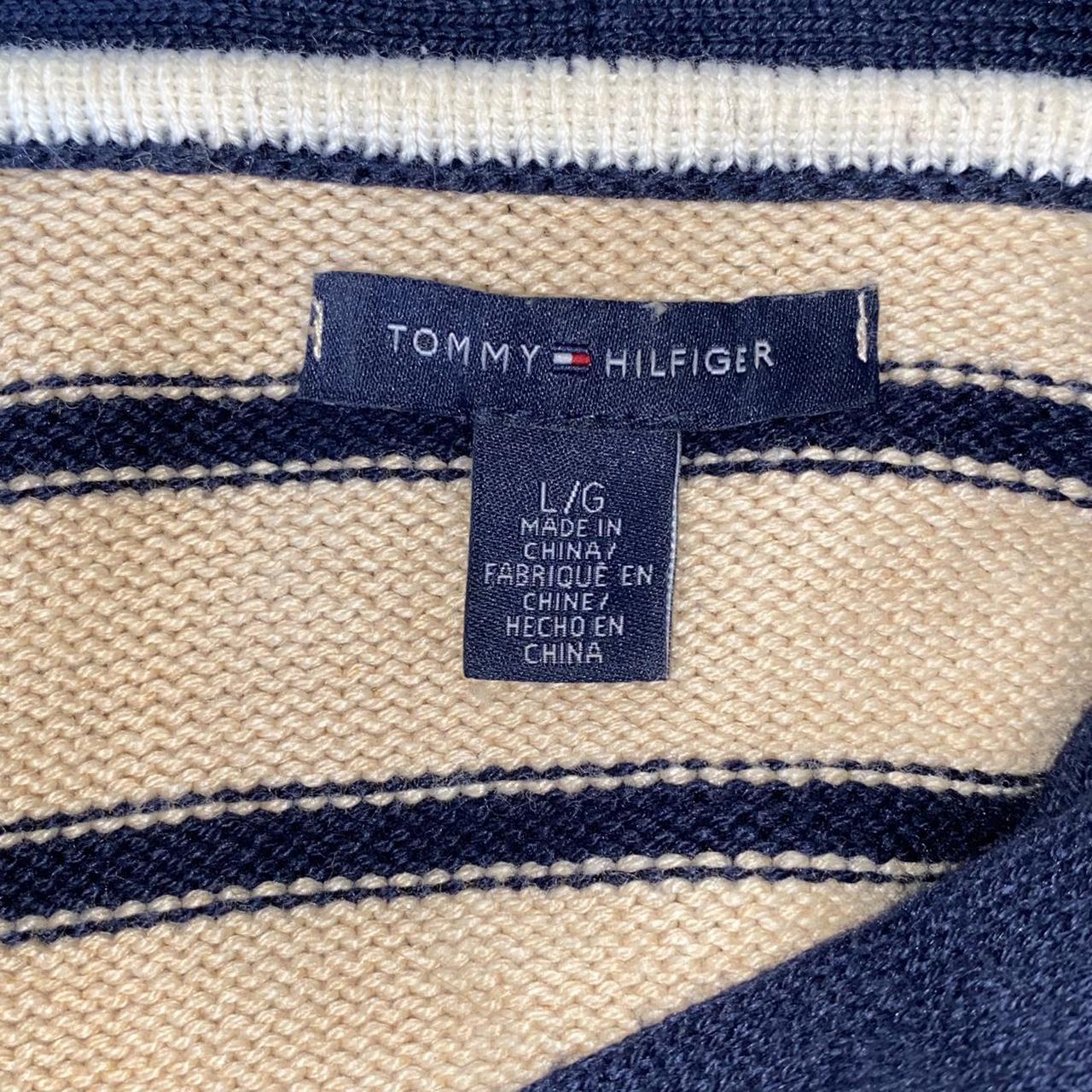 Tommy Hilfiger cardigan in beige and Navy with... - Depop
