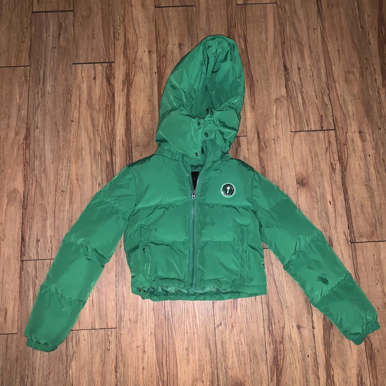 Trapstar hooded puffer jacket green (no size noted... Depop