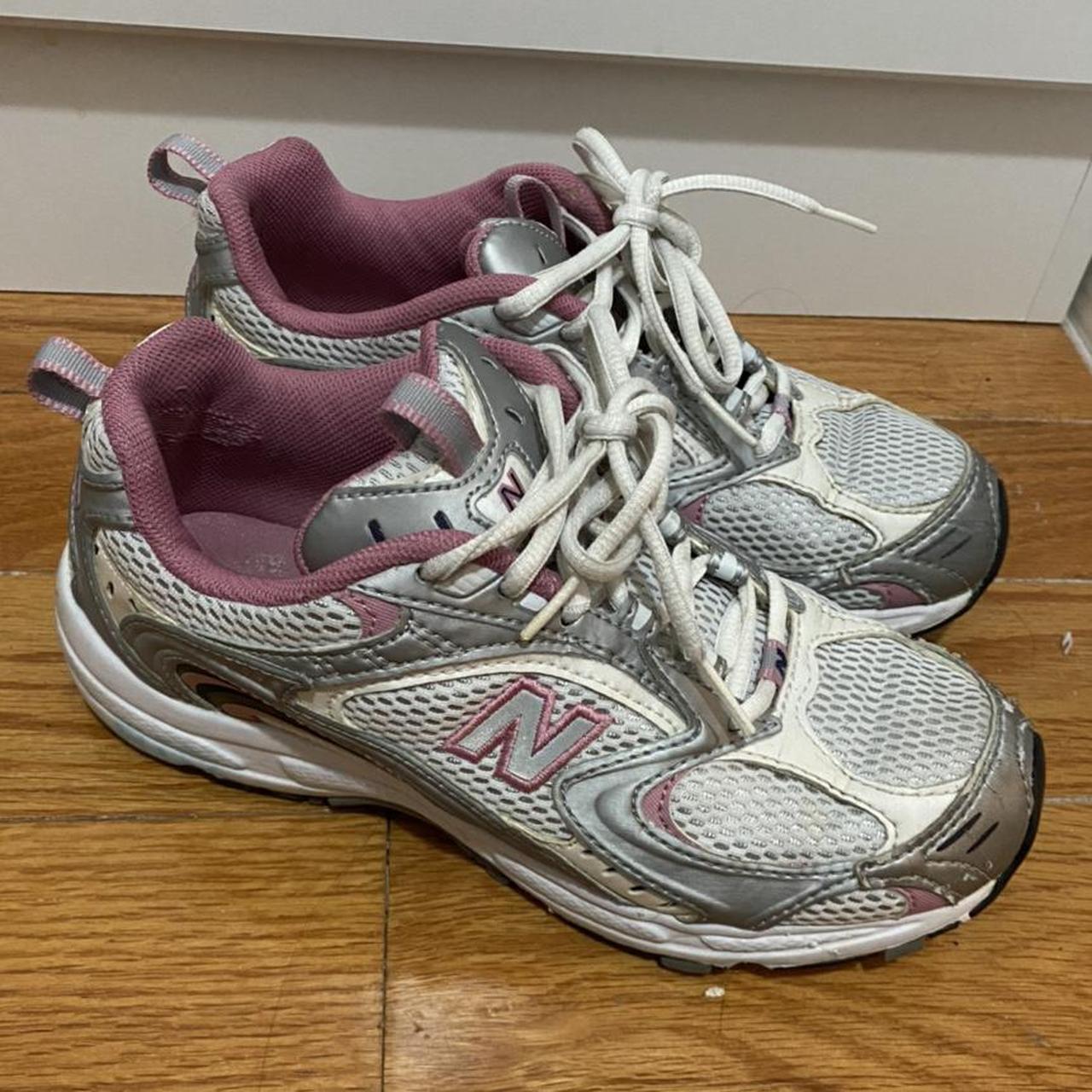 pink and silver new balances! they remind me of the... - Depop