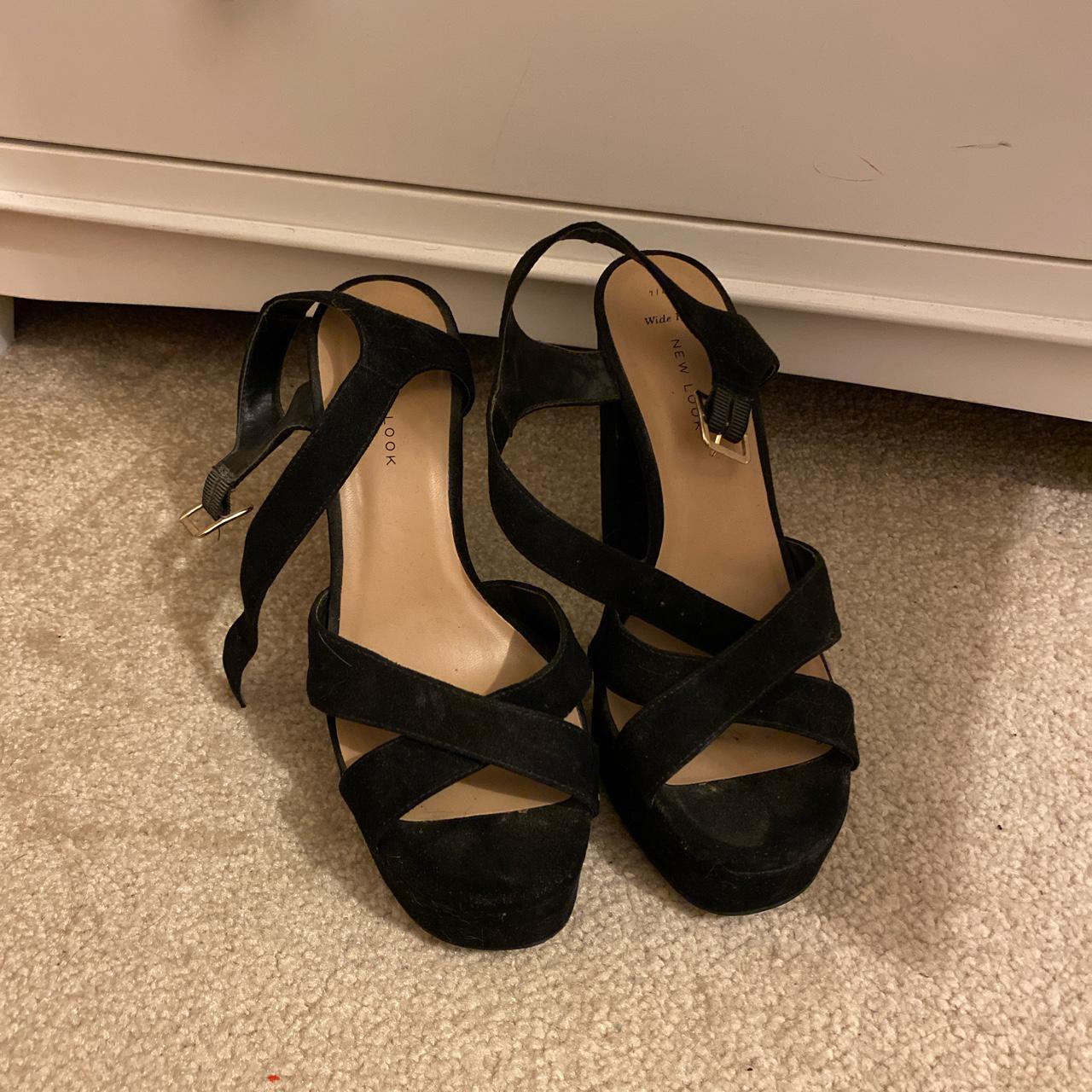 New look black cross heels. Wide fit, in good... - Depop