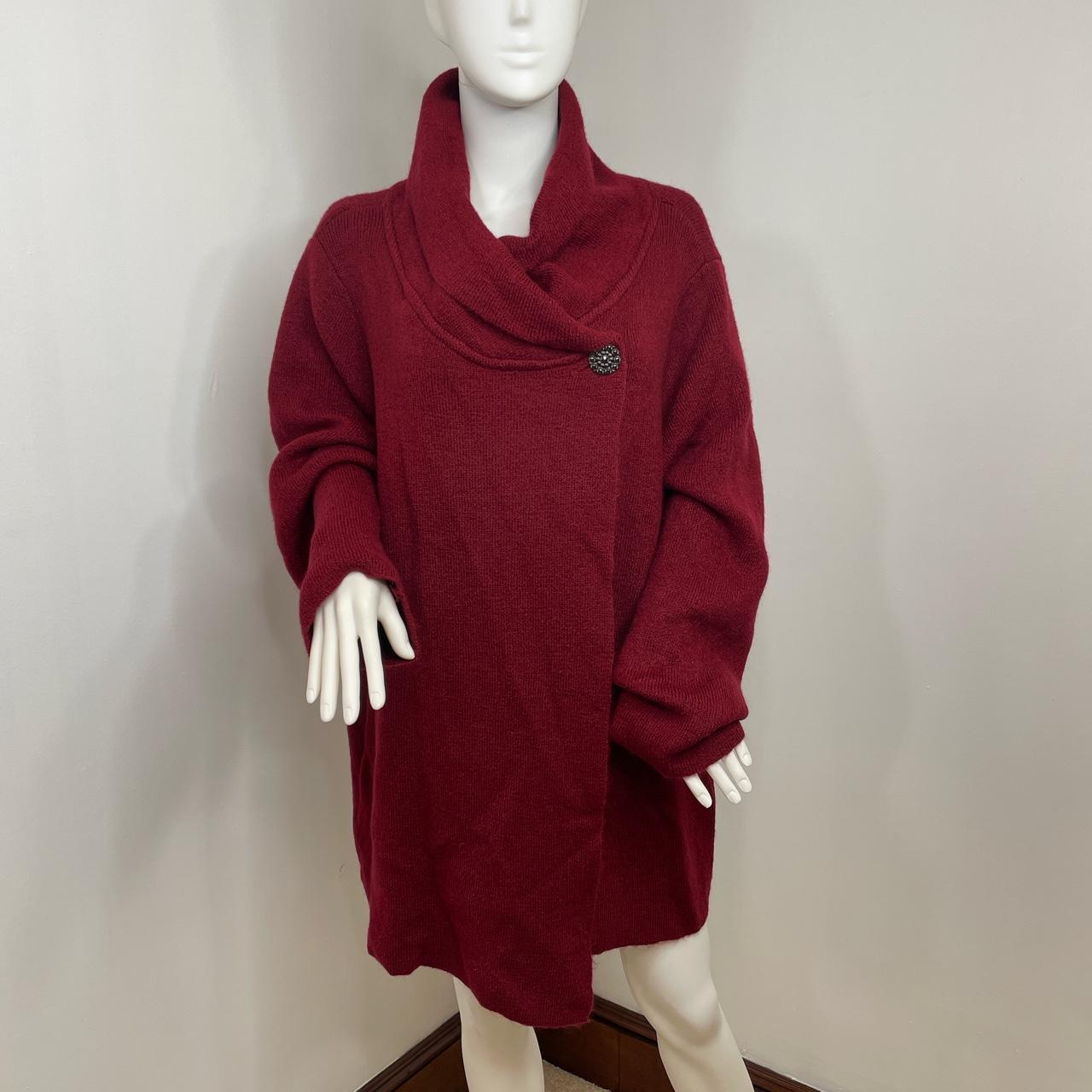 Max Studio Woman Maroon Long Cardigan Sweater 2X... Depop