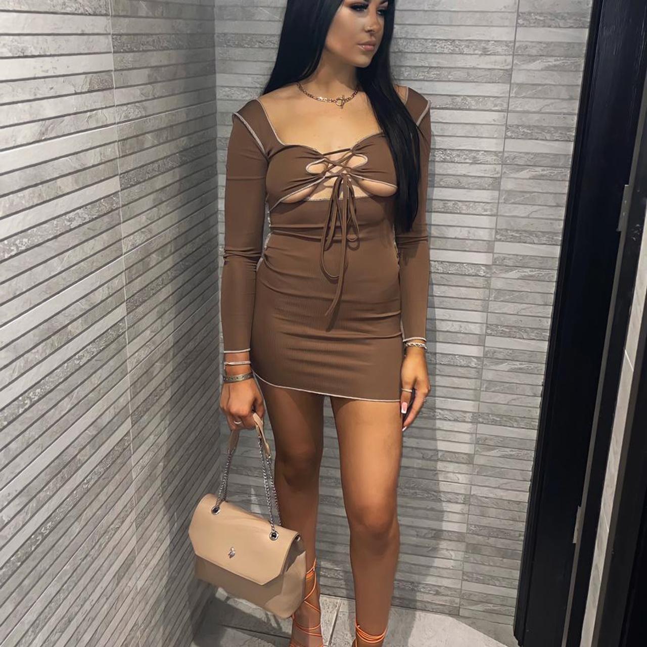 Plt brown underboob cut out dress, only worn twice - Depop