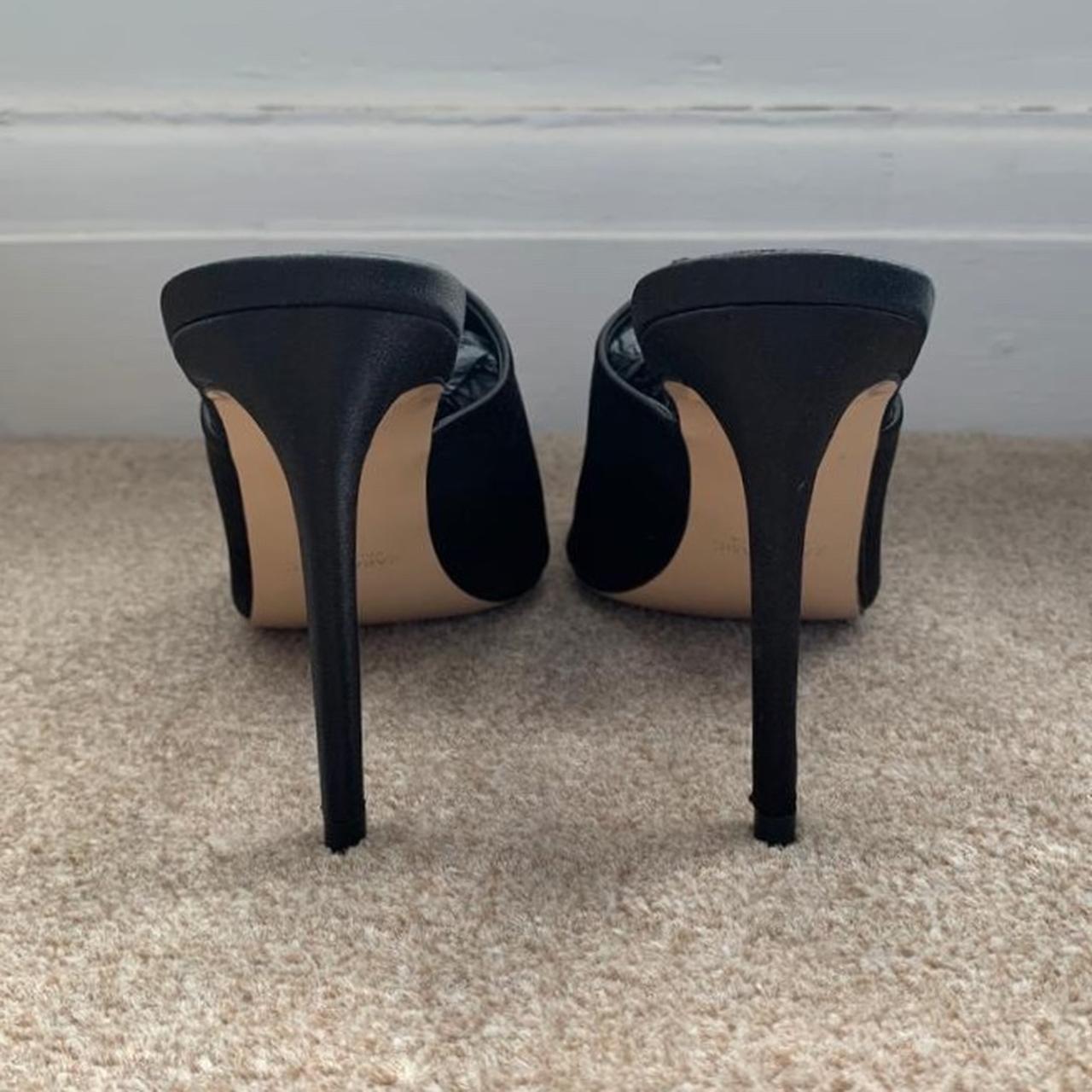 Zara black satin heels Gorgeous mule heels in a... - Depop