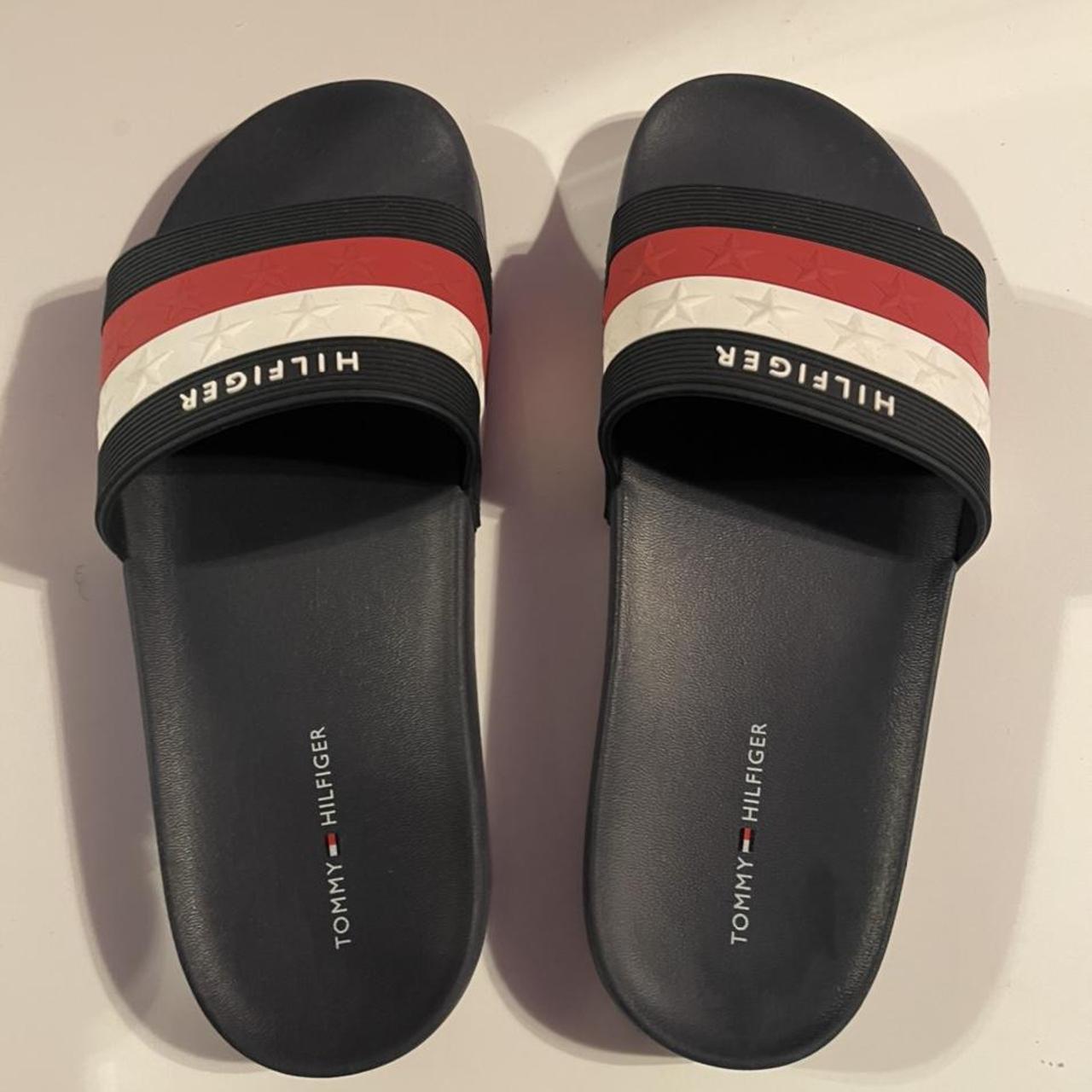 TOMMY HILFIGER slides. Barely used and fit... - Depop