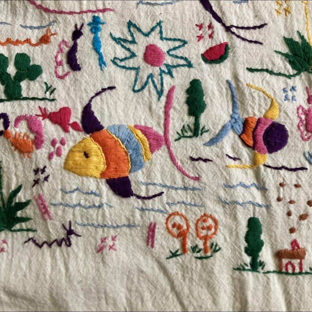 Super fun handstitched linen top. Features colorful... Depop