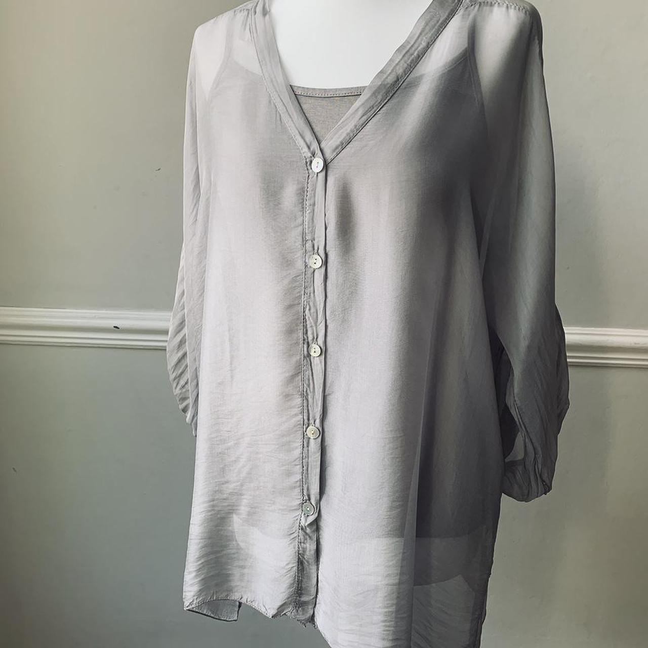 Women's Cream and Grey Shirt | Depop