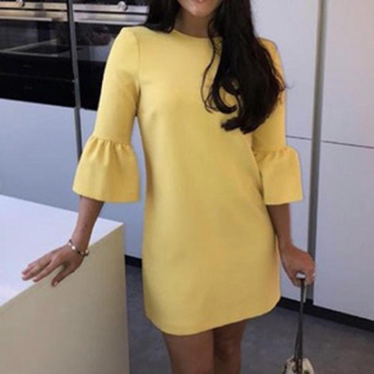 mustard yellow dress zara