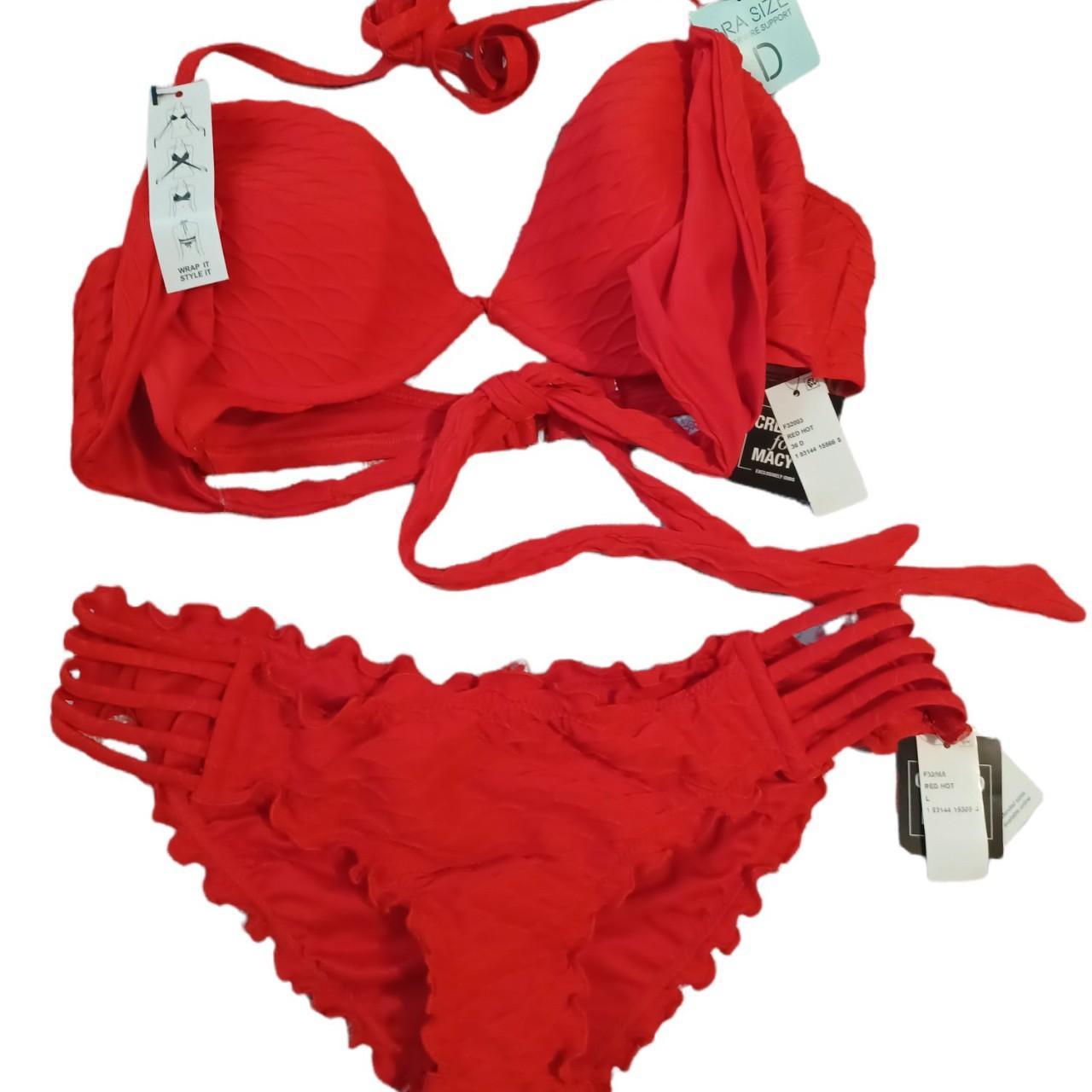 Macy's SUNDAZE bathing suit red hot multi wear top Depop