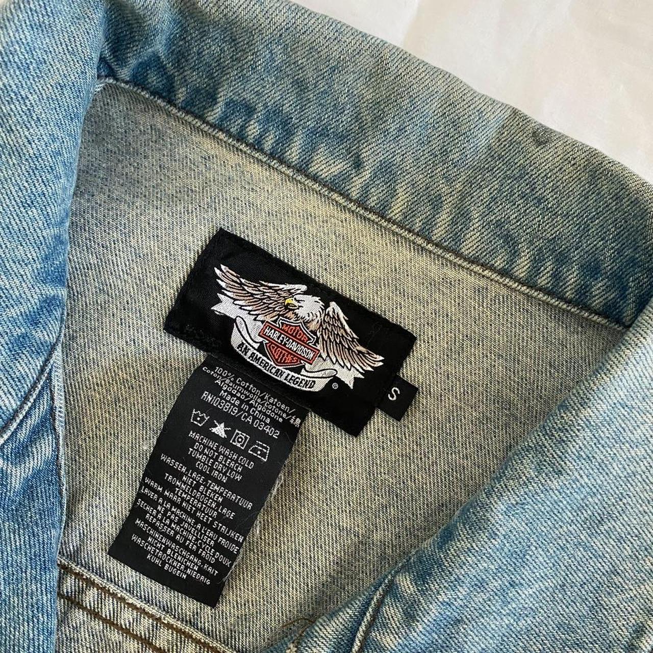 rare vintage faded light wash harley davidson denim...