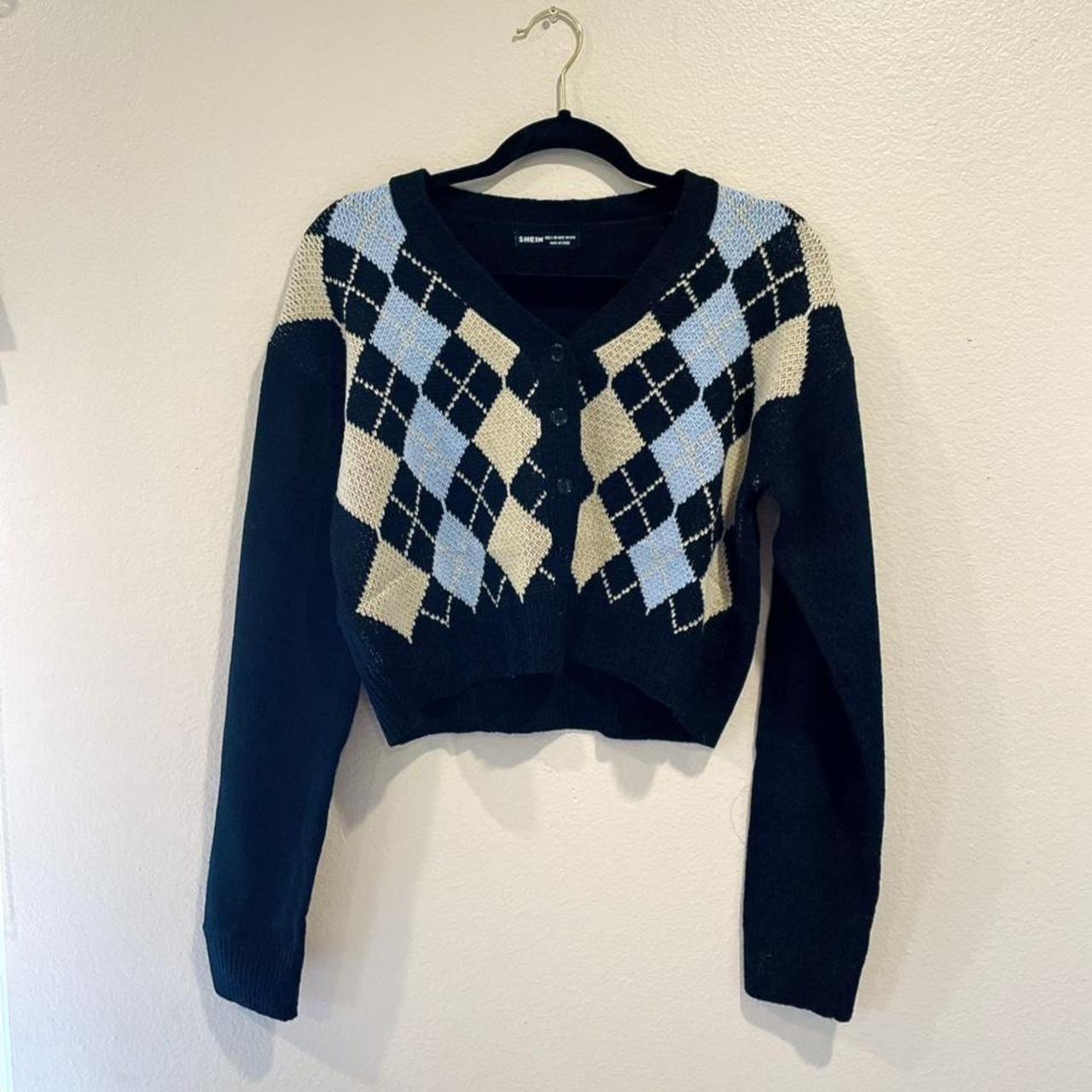 HOT Knit Sweater Elizabeth Argyle Sweater Argyle Elizabeth