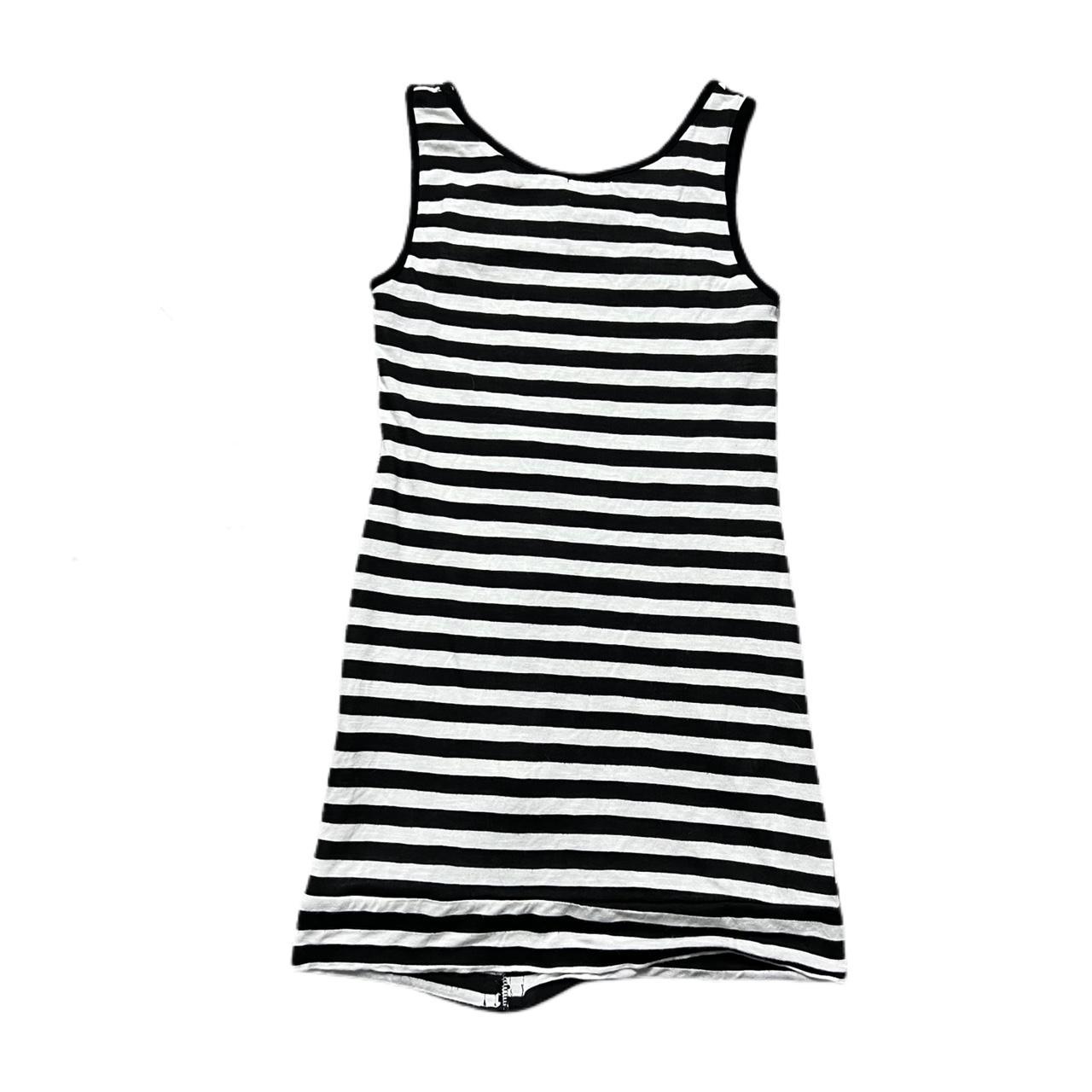 Black and white striped tank top. Zipper design... - Depop