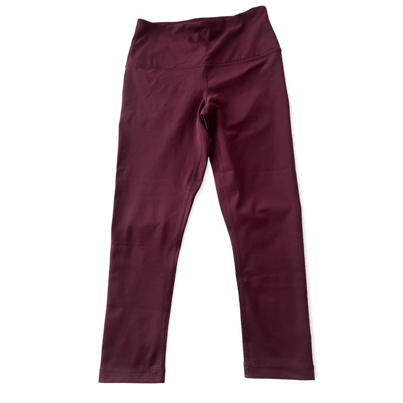 burgundy 90 degree capri leggings size small small - Depop