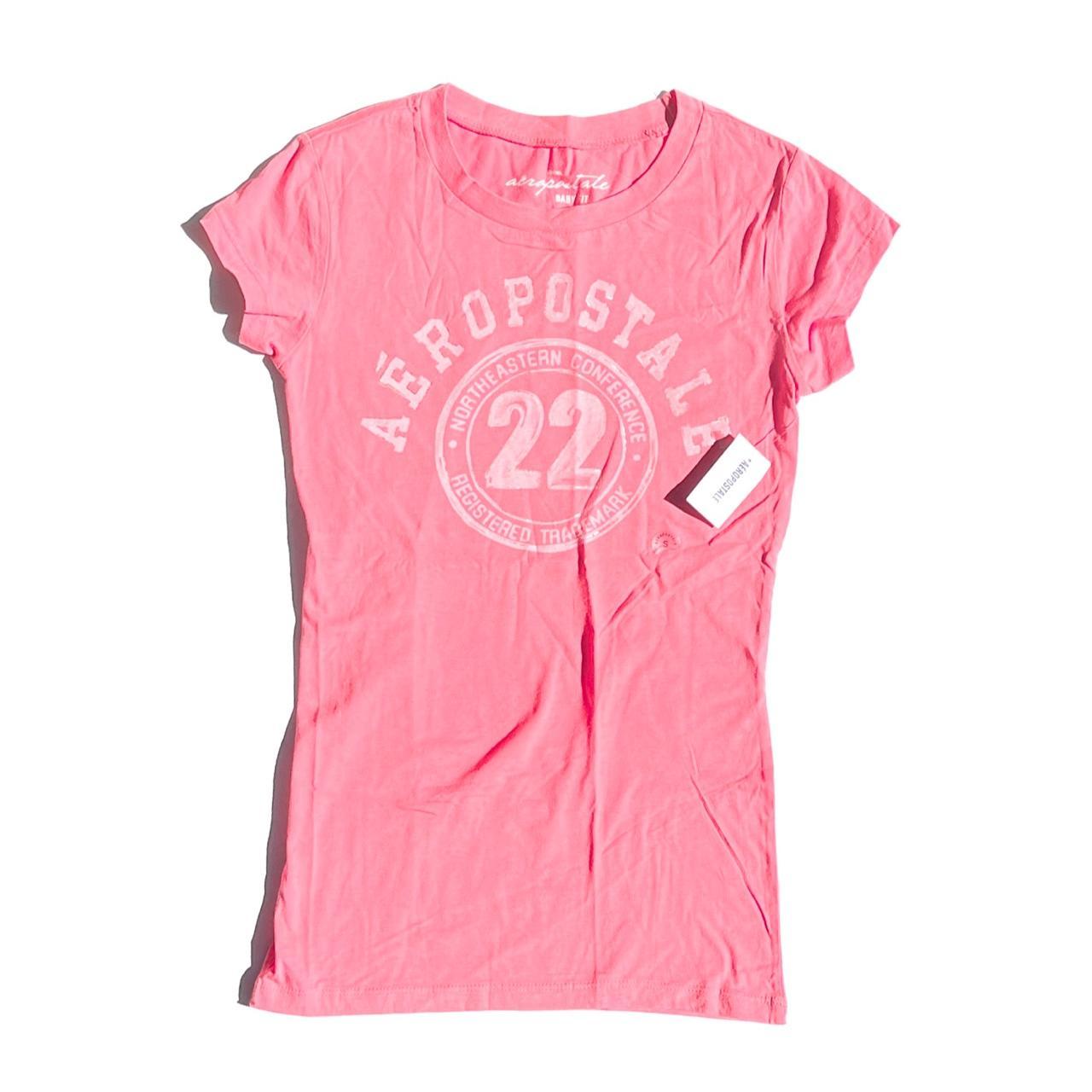 Aeropostale Women's White and Pink T-shirt
