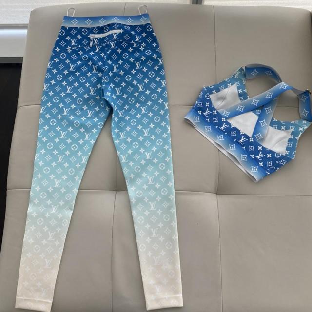 Vintage Louis Vuitton Blue Hoodie Leggings Set Luxury Brand - Inspire Uplift