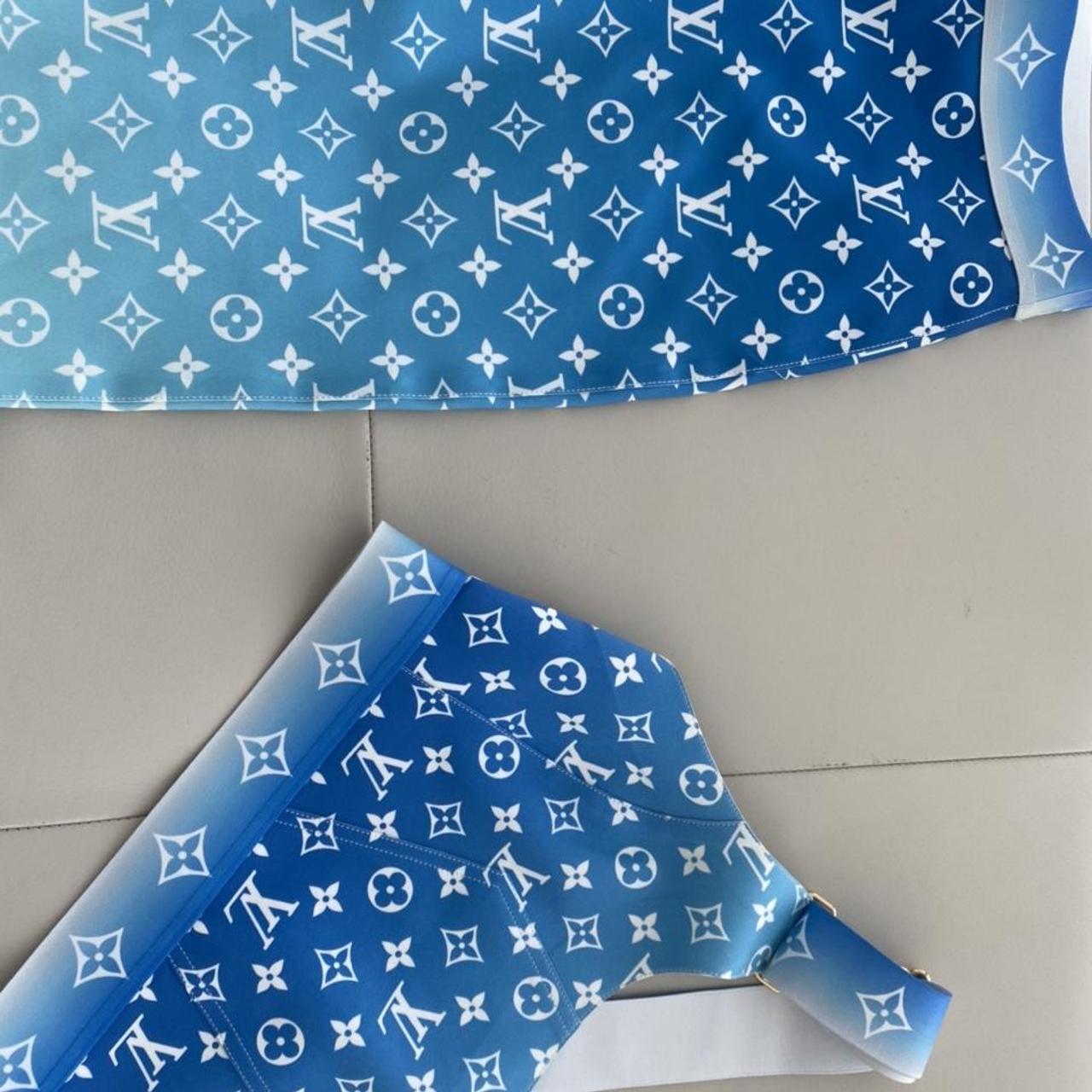 Louis Vuitton Lace Trim Monogram Tile Playsuit Blue. Size 38