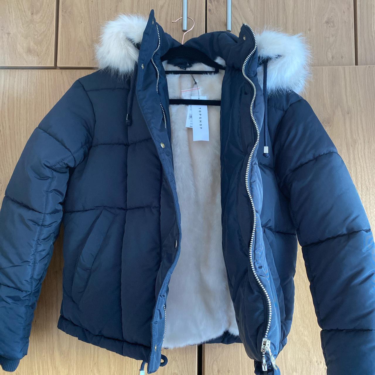 topshop navy blue puffer coat