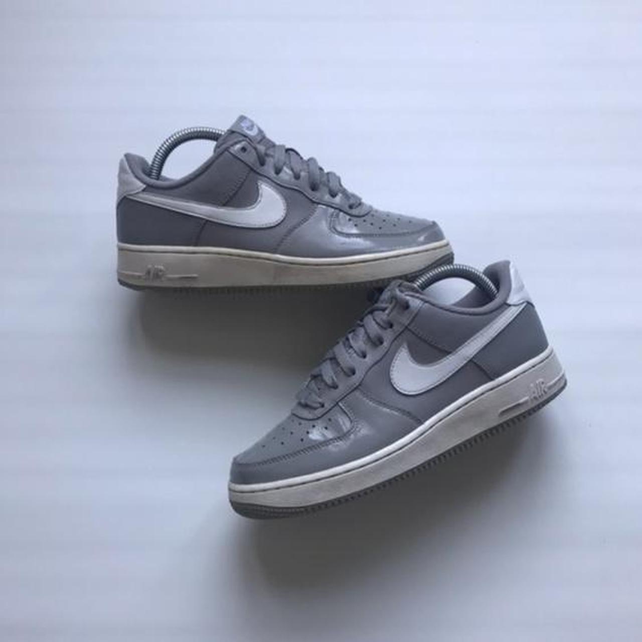 Vintage Nike Air Force 1's Grey patent shiny and... - Depop