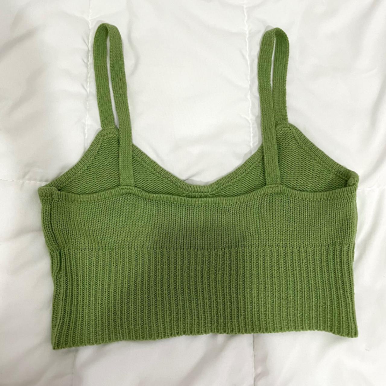 shein green crop top size medium, fits small... - Depop