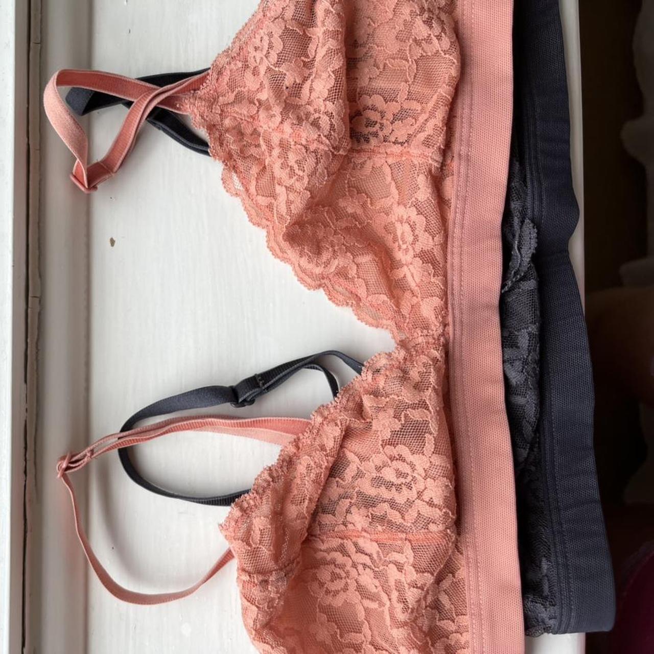 Double Set Lace Bralette Size S Coral Pink Lace Depop