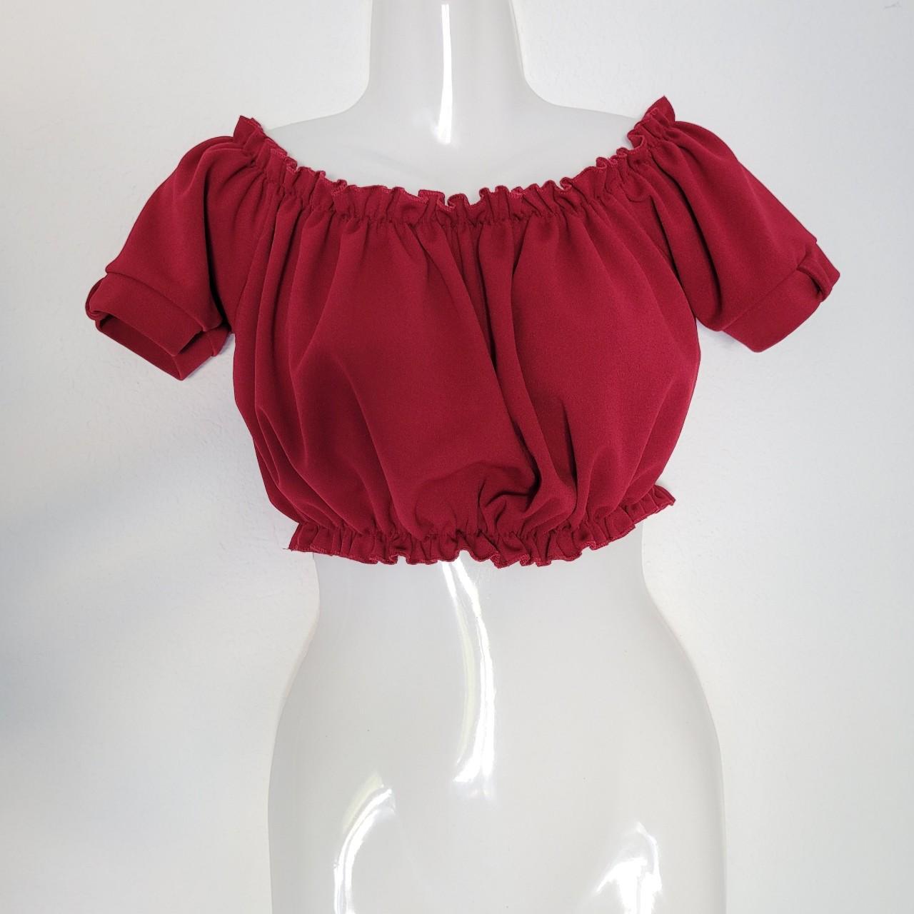 Product Image 1 - Cameo Rose Burgundy Ruched Crop