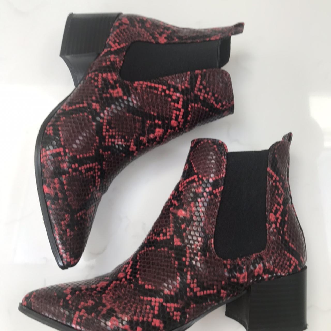 faith red ankle boots