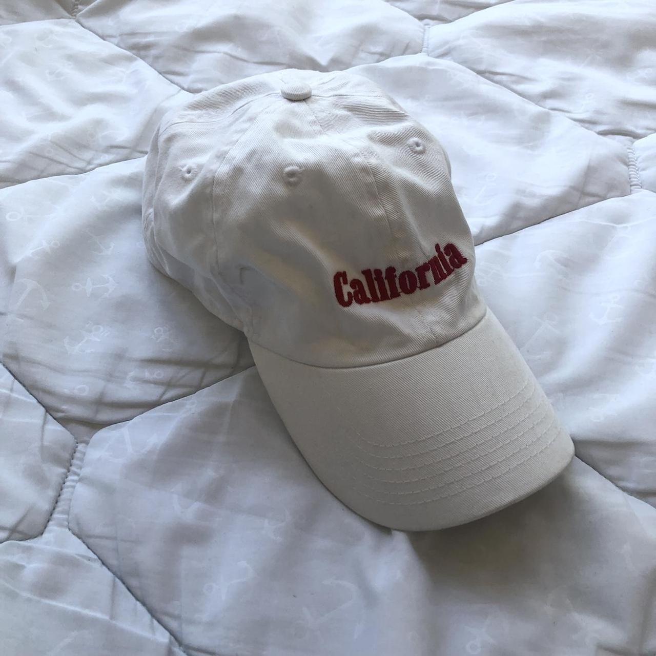 Brandy Melville Women's White and Red Hat Depop
