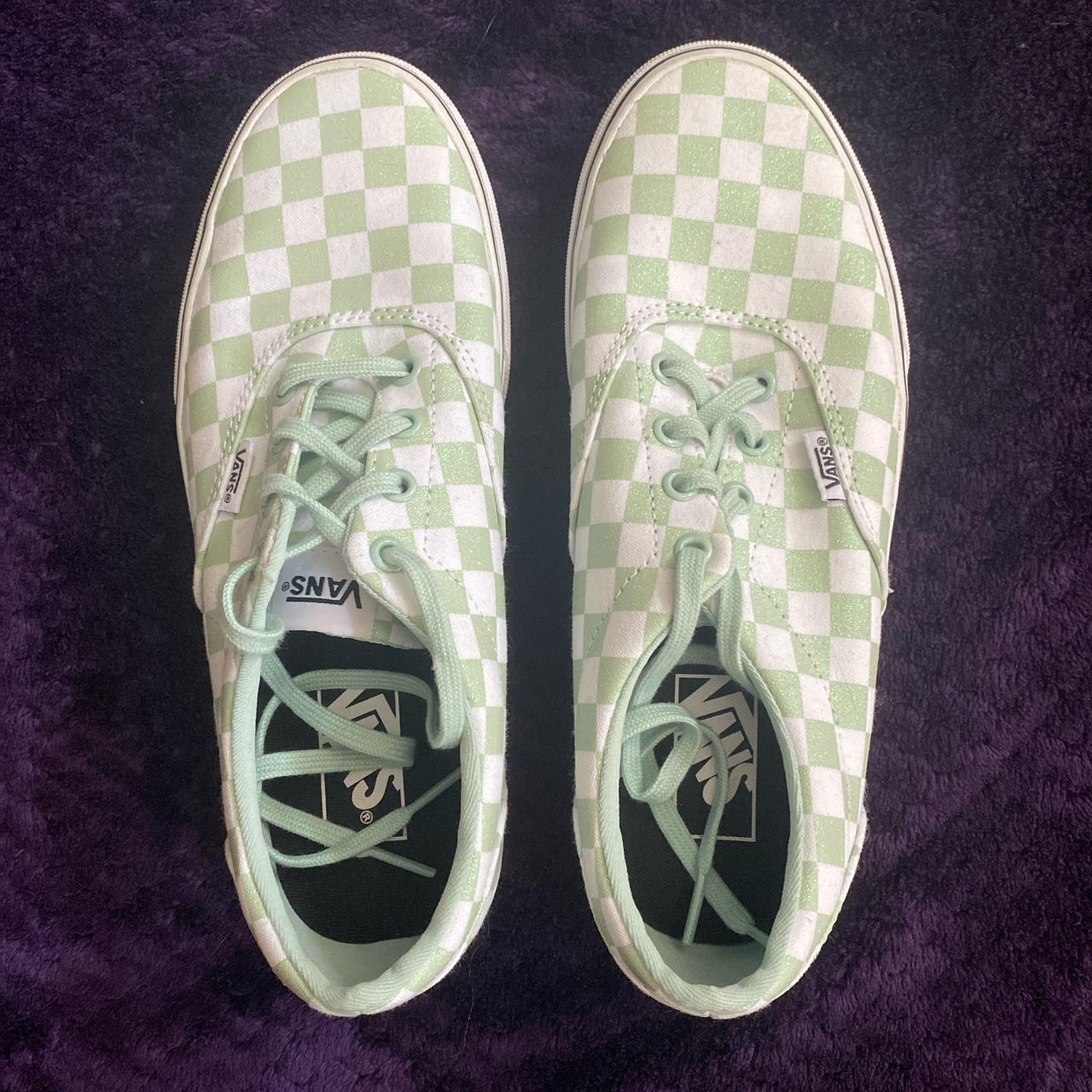 Mint green checkered store vans