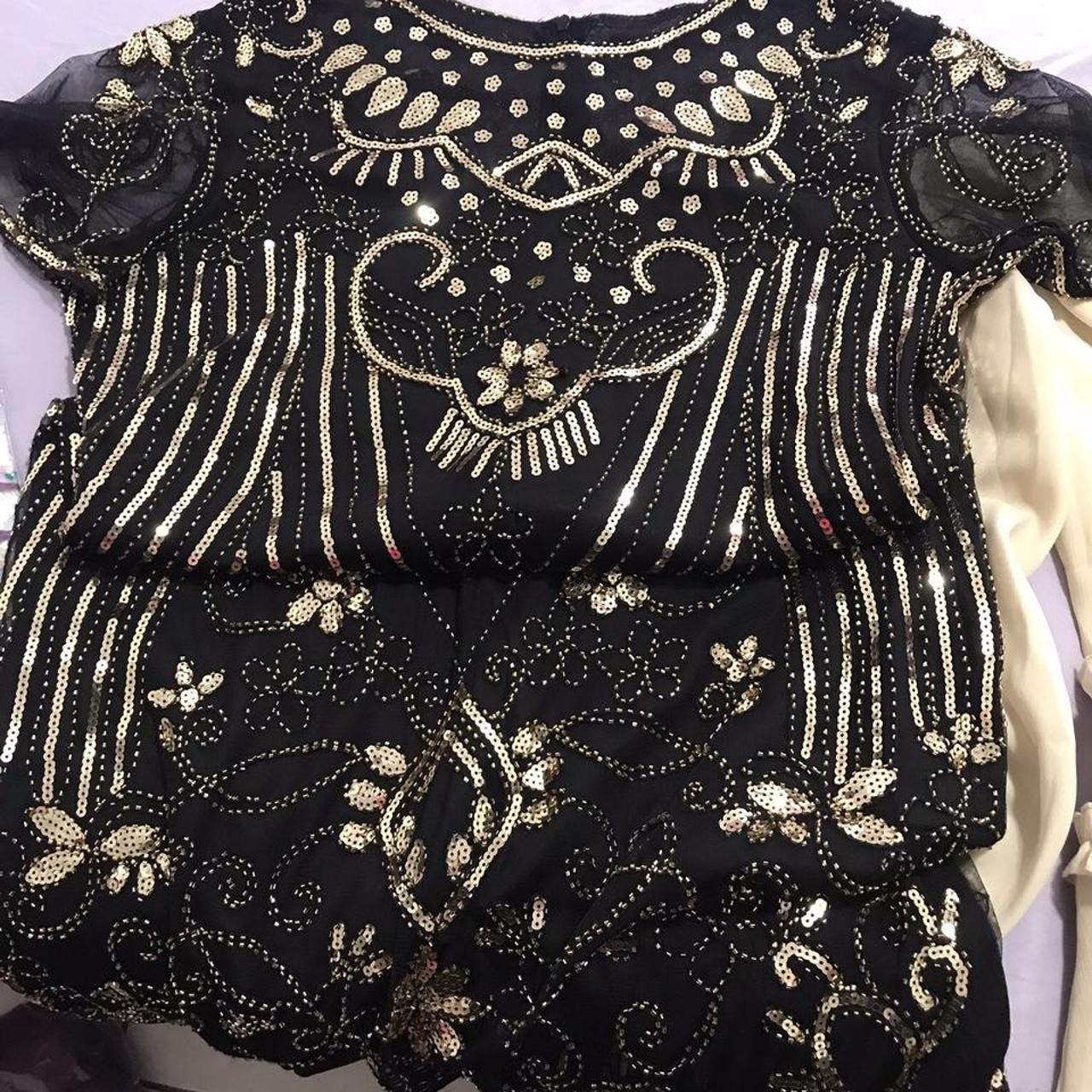 Women' 1920 flapper Black/gold accent girl inspired... Depop